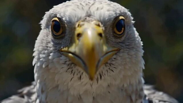 Closeup portrait of a majestic bald eagle looking directly at the camera