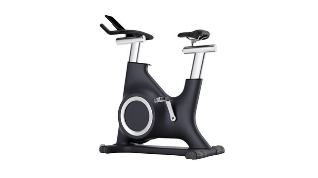 Modern black exercise bike with silver accents