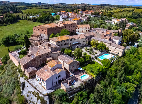 View of San Giovanni d&rsquo;Asso near Montalcino, in the province of Siena,Tuscany, Italy
