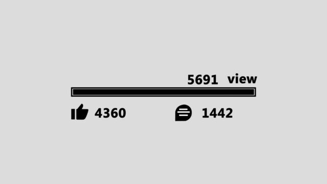 Neon blue social media stats with glowing effect statistics white background.