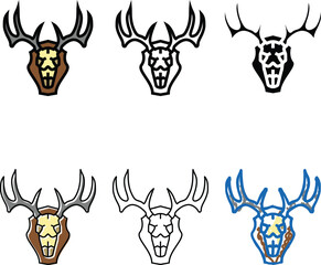 Obraz premium skull deer horn animal color icon vector. skull deer horn animal sign. isolated styleset symbol
