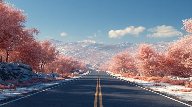 road stretching through changing seasons
