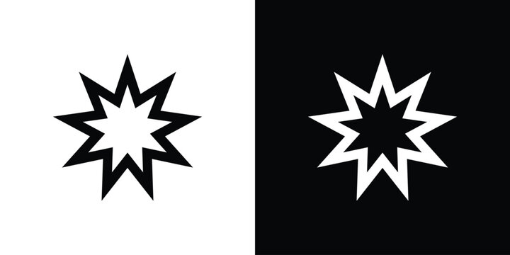Bahai icon design. Vector Illustration pack in black and white