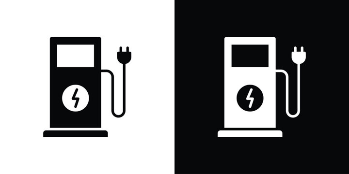 Charging station icon design. Vector Illustration pack in black and white
