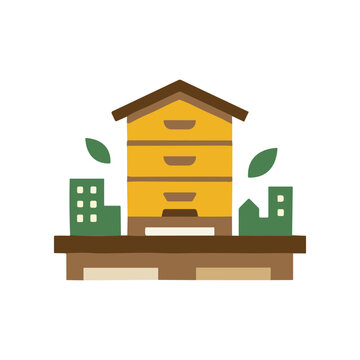 Beehive on a wooden stand outdoors.