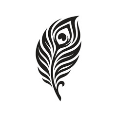 Detailed peacock feather graphic silhouette with silhouette, illustration © Sharmin