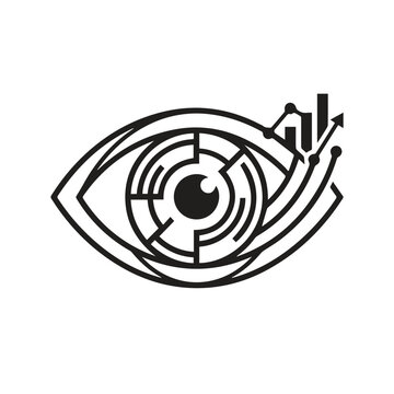 Digital data analytics eye logo graphic with analytics business technology