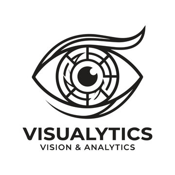 Visualytics vision and data analytics emblem with visualytics, analytics