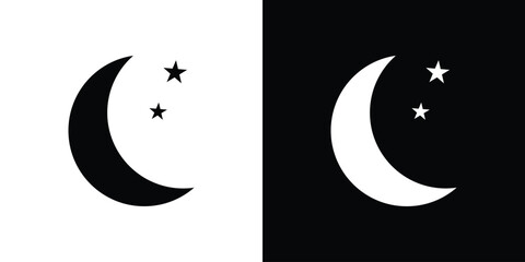 Moon icon design. Vector Illustration pack in black and white © Zandra