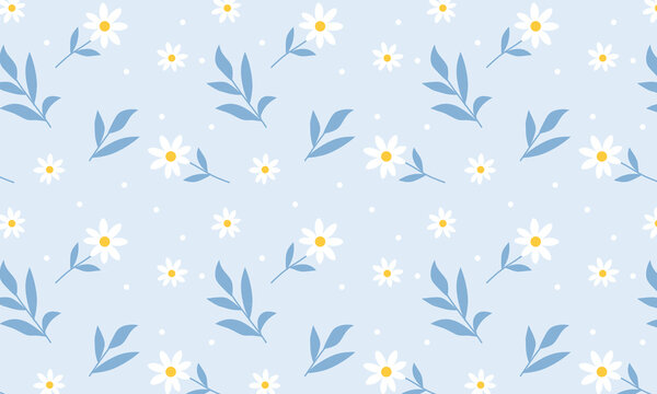 White Blue Daisy Breeze Pattern