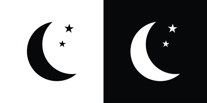 Moon icon design. Vector Illustration pack in black and white