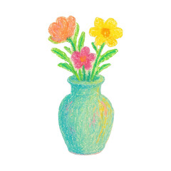 Obraz premium PNG Colorful hand-drawn flower vase