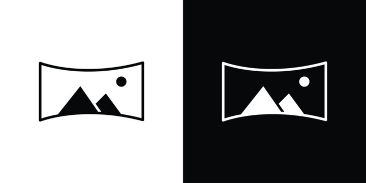 Panoramic icon design. Vector Illustration pack in black and white