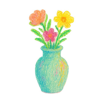 PNG Colorful hand-drawn flower vase