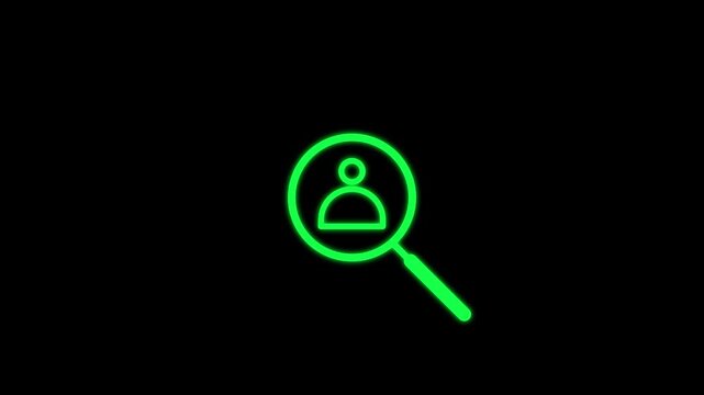 Animated User Search Icon with Magnifying Glass &ndash; Human Resources Recruitment and Profile Identification Concept