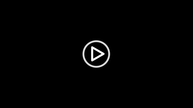 Simple White Play Button Symbol Animation &ndash; Media Player and Video Streaming Icon on Black Background