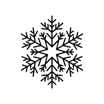 Black Snowflake Winter Weather Symbol Design.