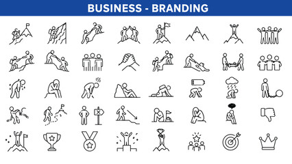 Fototapeta premium Business branding career path and emotions icon web vector collection.
