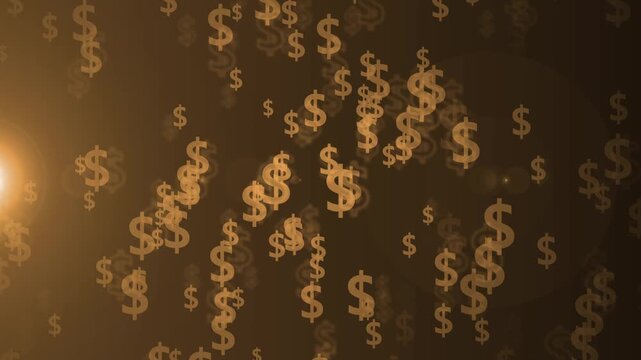 Floating dollar signs background showing money finance wealth profit and business growth concept animation