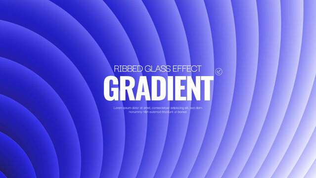 Abstract blue gradient background with ribbed glass effect and circular concentric waves