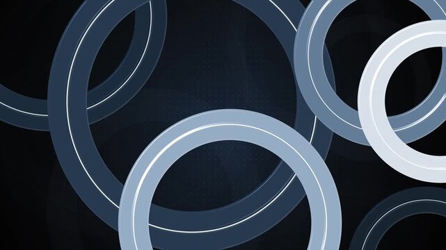 Abstract background with overlapping circles and rings in a modern geometric pattern animation