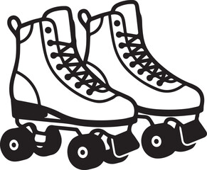 Fototapeta premium Classic Quad Roller Skates Pair Outline Vector Illustration Graphic Element For Retro Sports Fitness Activity Roller Derby Design Creative Arts Crafts Projects Template