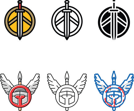 badge modern battle spartan roman color icon vector. badge battle spartan roman sign. isolated symbol
