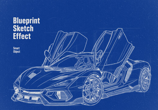 Blueprint Sketch Photo Effect