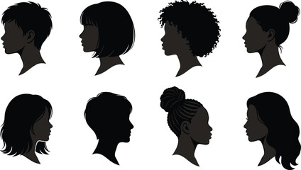 Diverse Human Profile Portrait Collection with Men Women and Various Hairstyles © Aminur