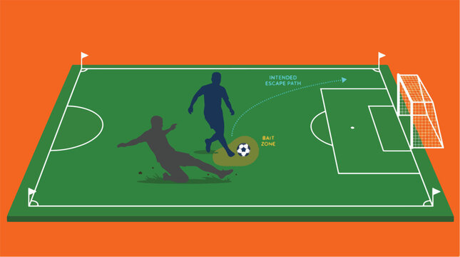 Soccer Attacker Baiting Defender Into Committing Early Challenge