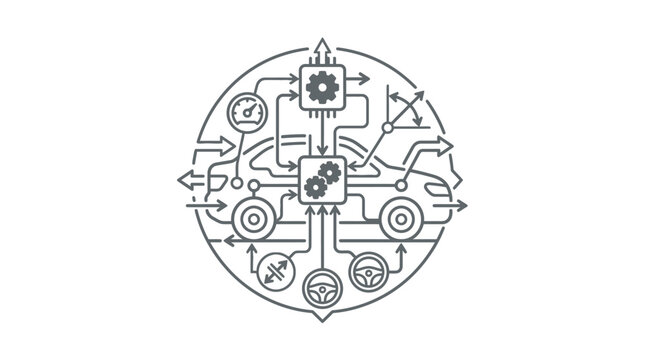 Automotive engine control unit and sensor integration icon