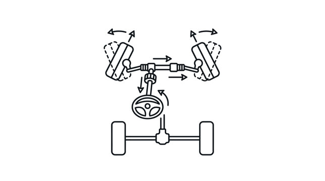 Vehicle wheel alignment and four-wheel steering schematic.