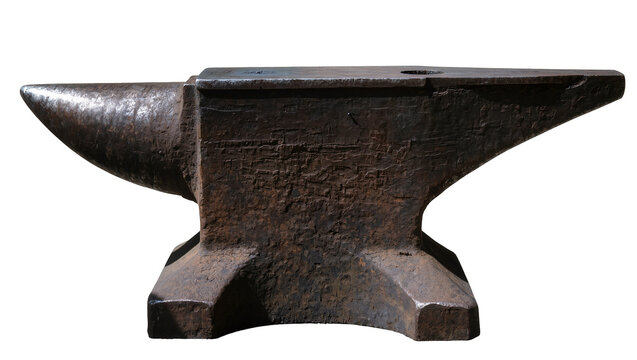 Isolated heavy duty cast iron anvil a classic and essential tool for forging.