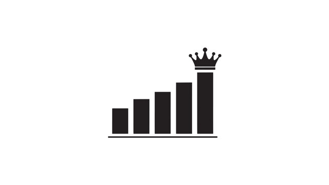 Black bar chart with crown on top for business success