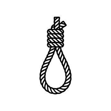Noose made of rope hanging down.