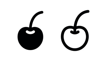 Fototapeta na wymiar Fresh cherry fruit icon, filled and outline style. Sweet berry symbol.