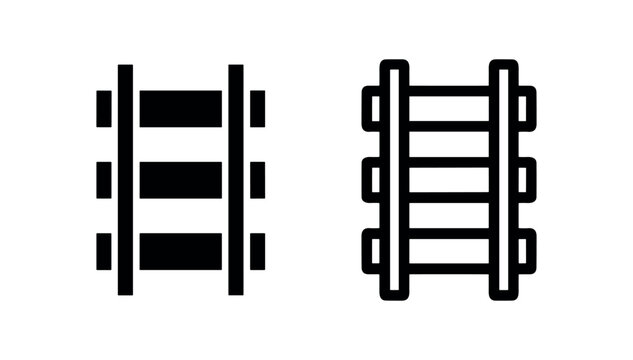 Train tracks icon, railway lines for rail transport and infrastructure