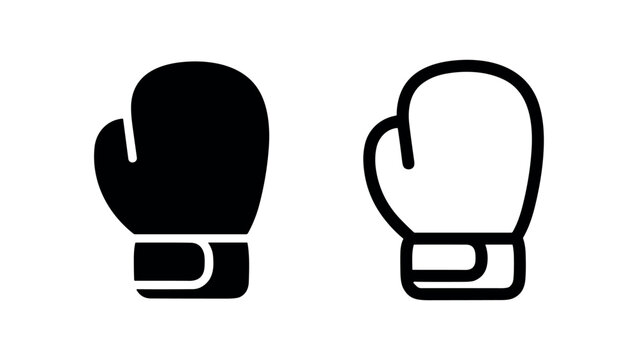 Boxing Glove Icon Set - Vector illustration of fight sport equipment symbols for training and competition.