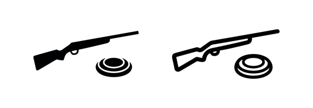 Clay Pigeon Shooting Icon Set - Vector illustration of shotgun and target symbols for sport and recreation.