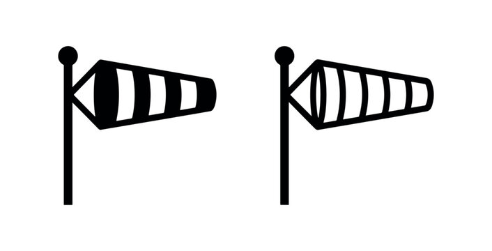 Wind Sock Icon Set - Black and White