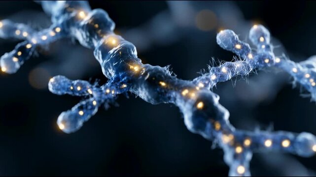 Microscopic view of active neuron branch transmitting signal