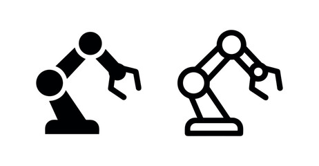 Naklejka premium Two robotic arm icons: one solid black, one outline
