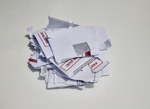 envelope, in the red, Finance, debt, bills, debt free, bankrupt, money, credit card, bills, ripped, torn copy, no one, no people
