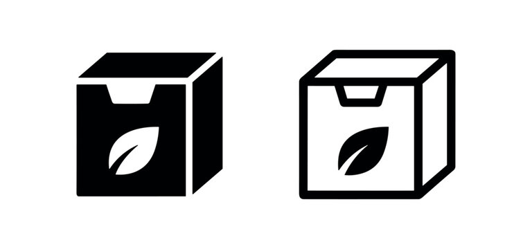 Tea box icons: solid and outline style