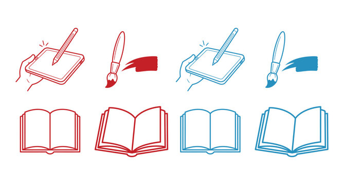 Hand Drawing Writing and Creative Sketching Icon Set