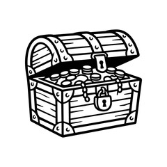 Treasure chest filled with gold coins. © gitungg