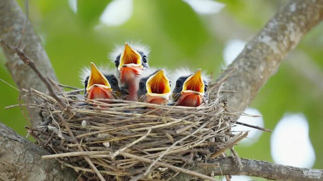 Little birds in a nest.