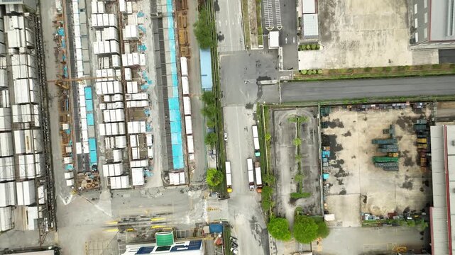Precast Concrete Yard and Warehouse Industrial Site Aerial View