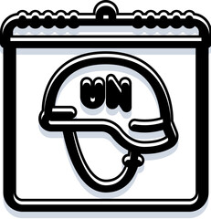 Naklejka premium United nations peacekeeping helmet appearing on a calendar page, symbolizing international day of peacekeepers and global efforts for security, reconciliation, and humanitarian aid
