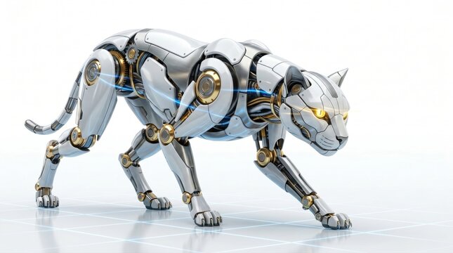 Futuristic robotic panther 3d render